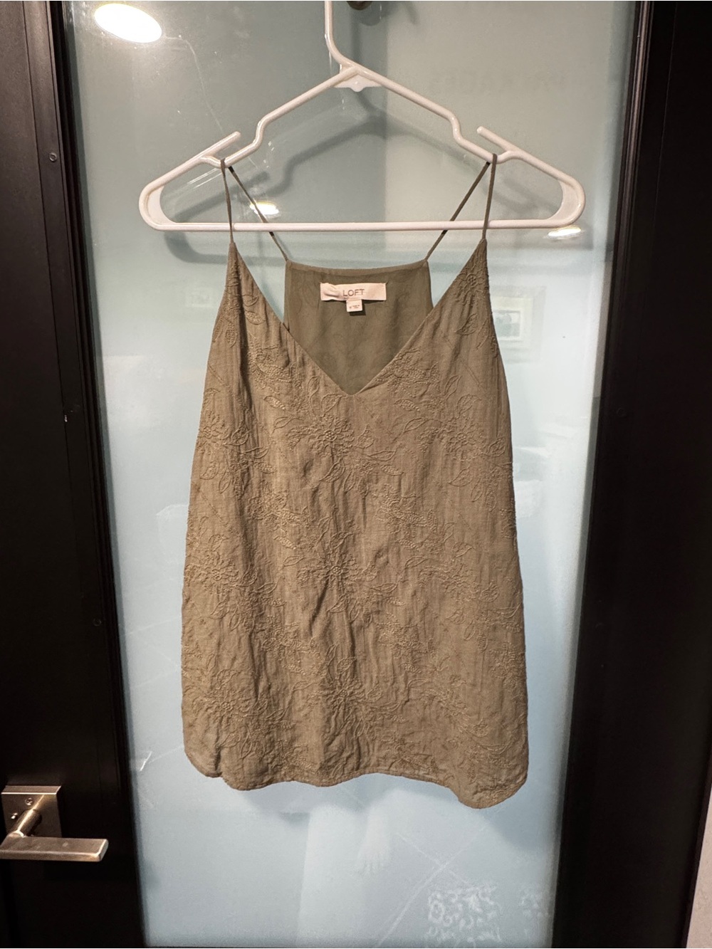 LOFT Olive Textured V-Neck Spaghetti Strap Camisole